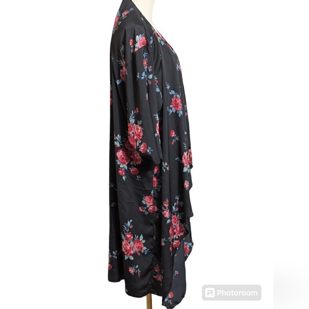 Lularoe Black Floral Kimono - Picture 2 of 6